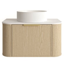 Ulualoha 750mm Natural Oak Wall Hung Single Vanity with Stone Countertop